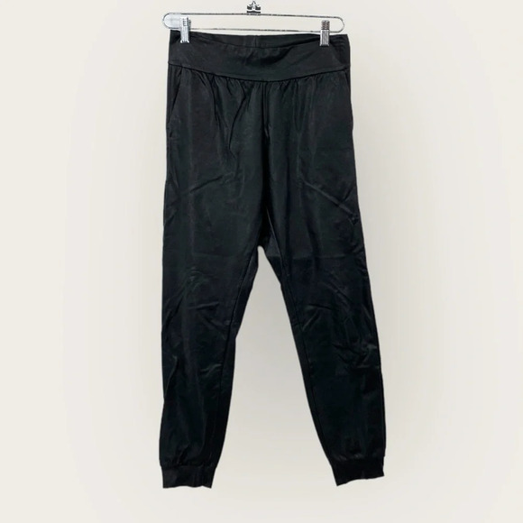 Commando Jogger Pants Womens Sz Small Black Faux Leather Loose Tapered High Rise - Picture 1 of 11